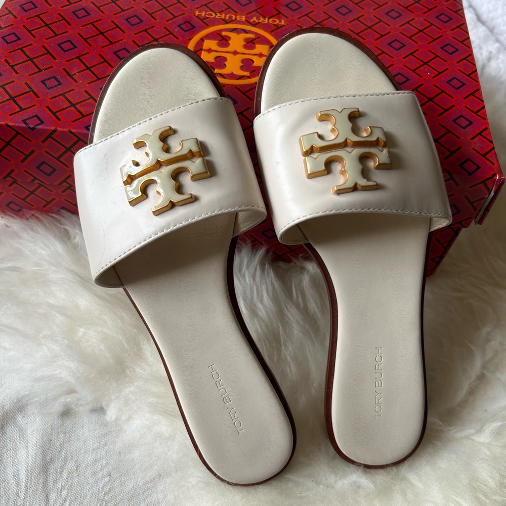 Tory Burch Cream Slide Sandals
